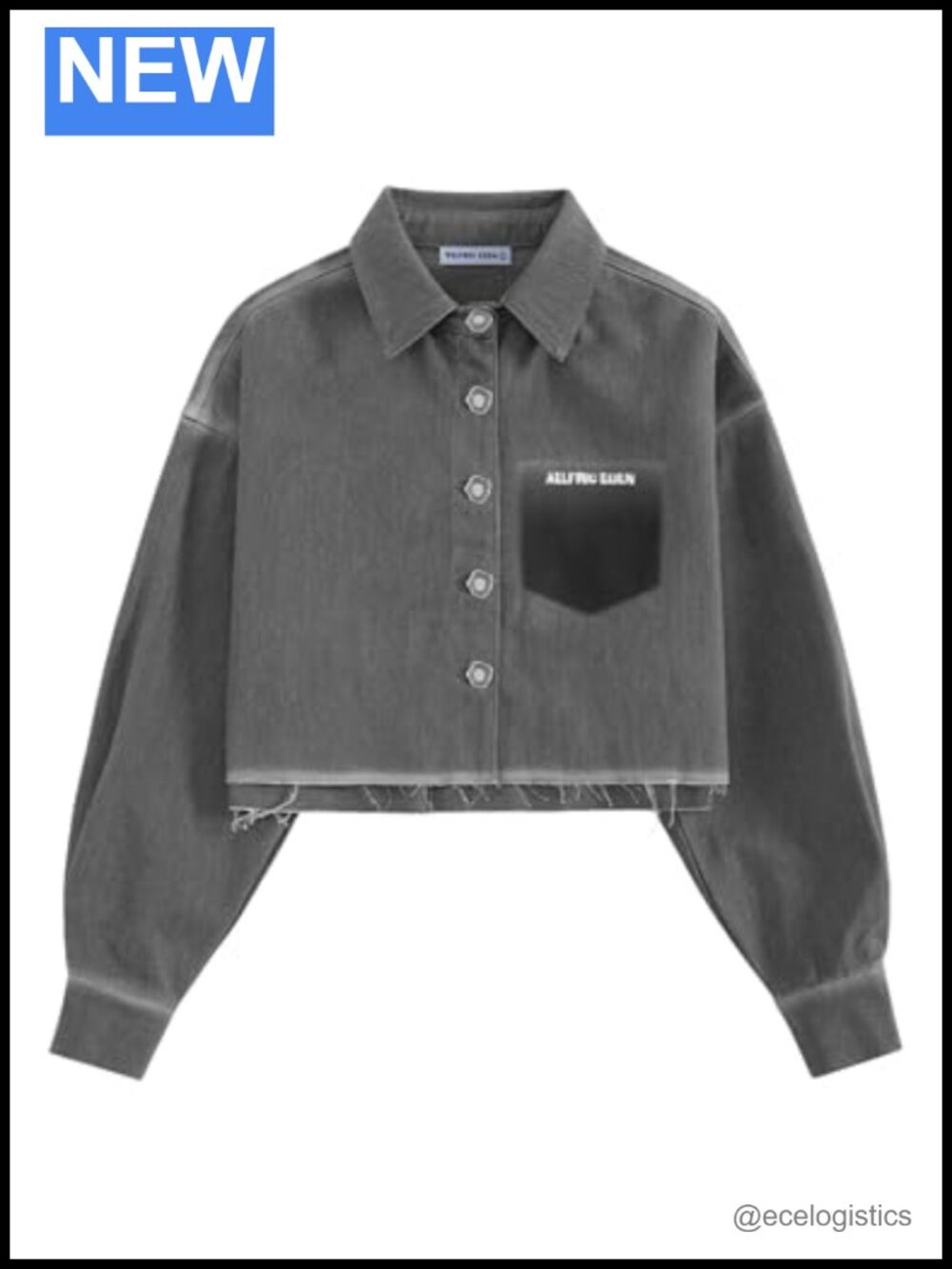 Washed Grey Cropped Denim Jacket Vintage Streetwear Cotton